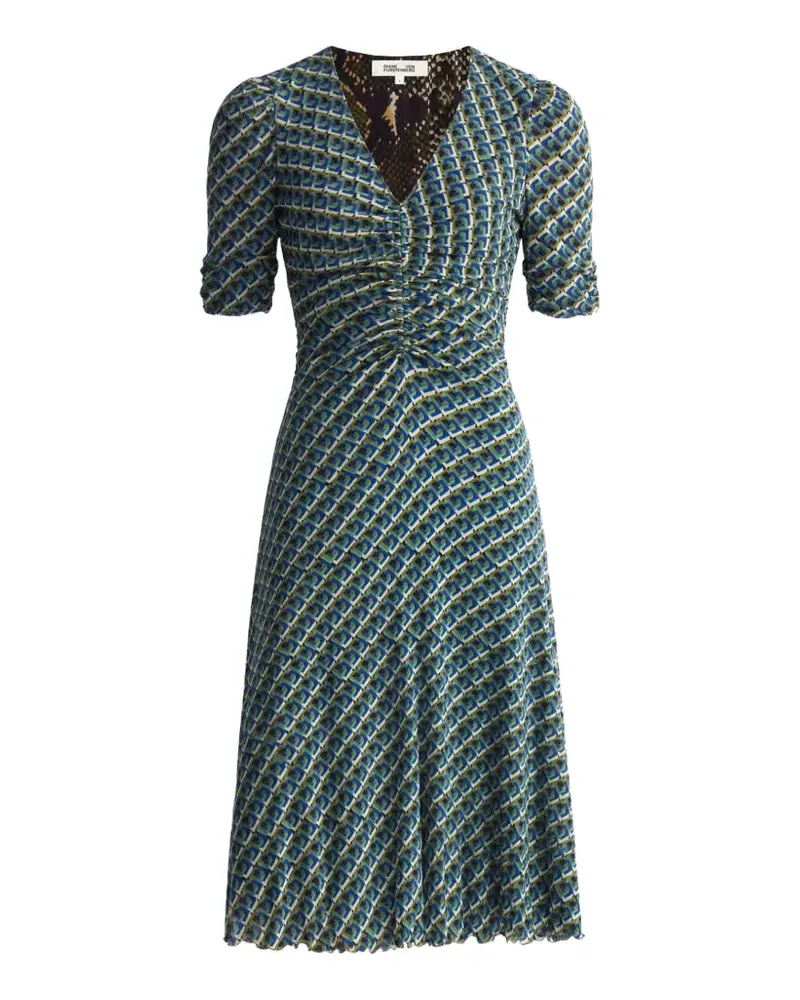 Diane von Furstenberg Koren reversible geometric-print midi dress - Blau Blau