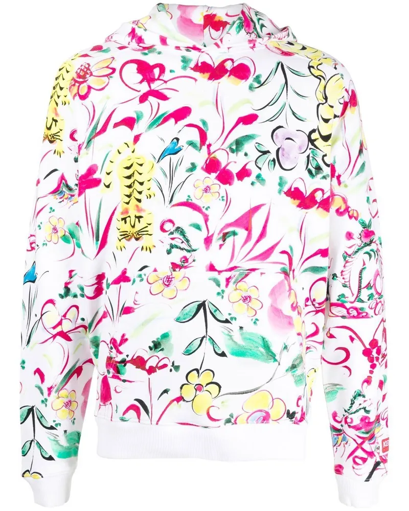 Kenzo Hoodie mit Blumen-Print - Weiß Weiß