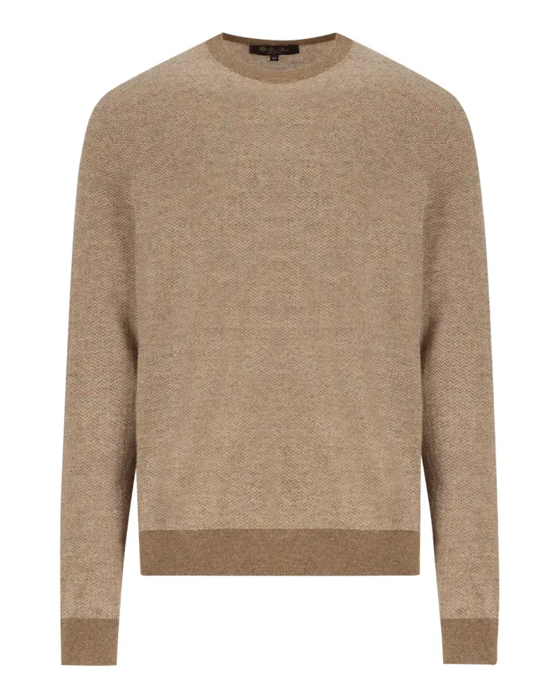 Loro Piana chevron-knit crew-neck sweater - Nude Nude