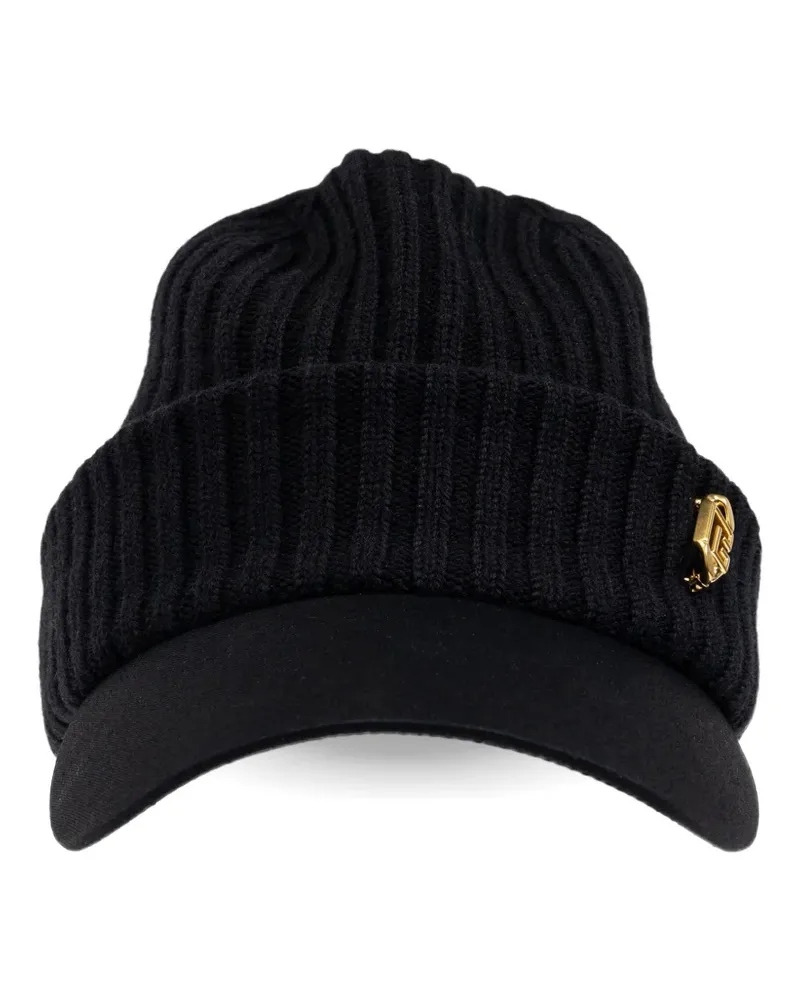 Balmain Gerippte Beanie - Schwarz Schwarz