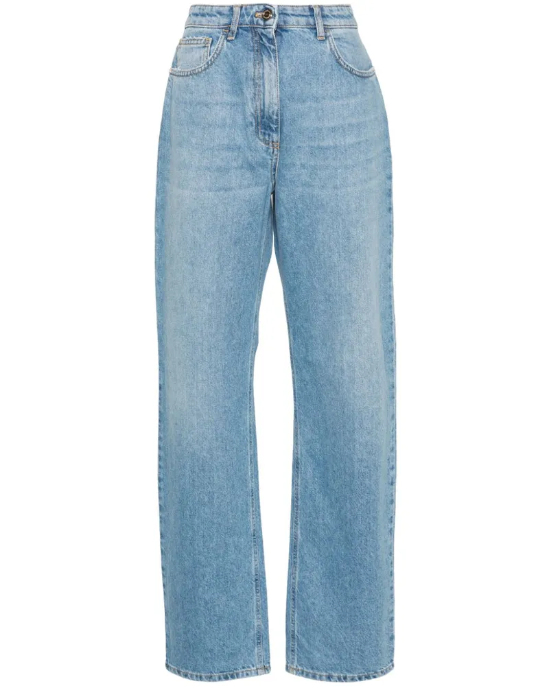 Elisabetta Franchi Gerade Jeans mit Logo-Stickerei Blau