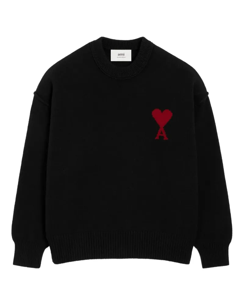 AMI Paris Pullover mit Herz-Intarsie - Schwarz Schwarz