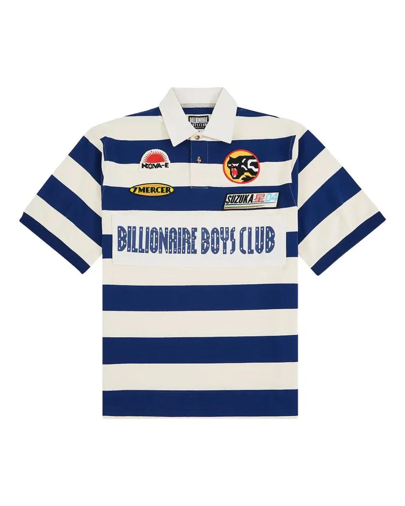 Billionaire Boys Club Trails striped patch-detail polo shirt - Blau Blau