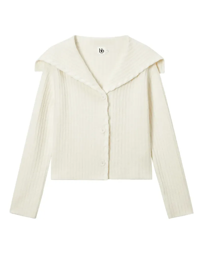 b+ab Gerippter Cardigan mit Matrosenkragen - Weiß Weiß