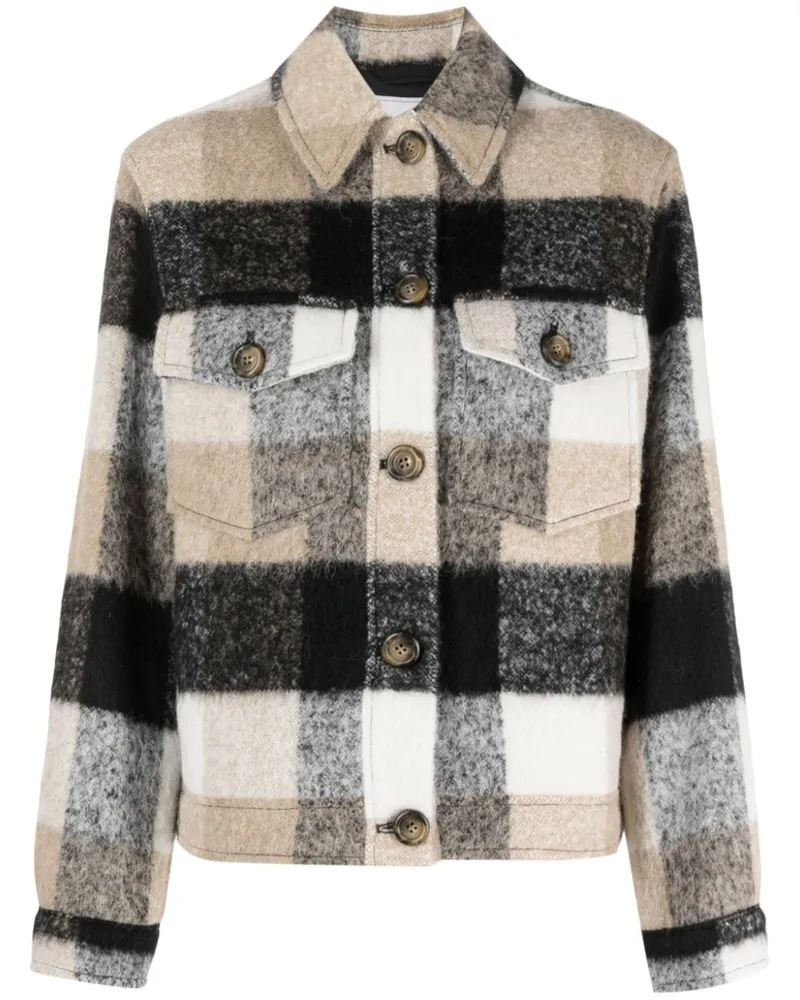 Woolrich Karierte Hemdjacke mit Fransen - Schwarz Schwarz