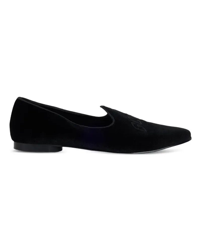 GCDS Samt-Loafer mit Logo-Stickerei - Schwarz Schwarz