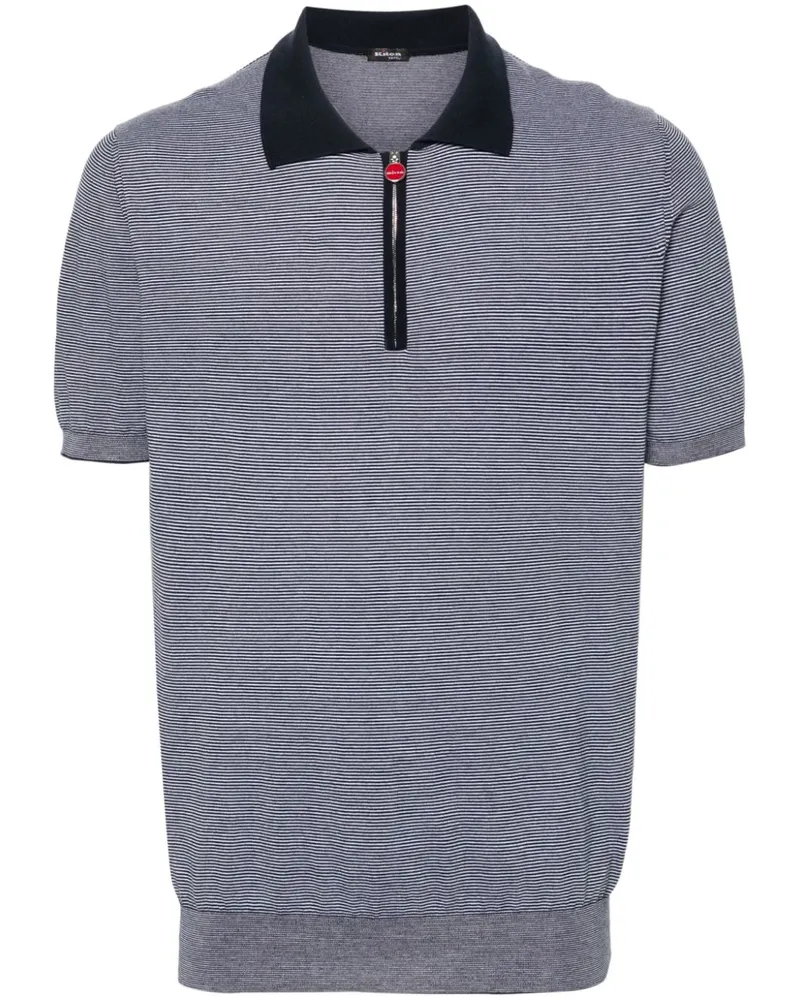 Kiton Gestreiftes Poloshirt - Blau Blau