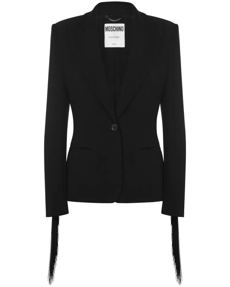 Moschino Einreihiger Blazer mit Fransen Schwarz