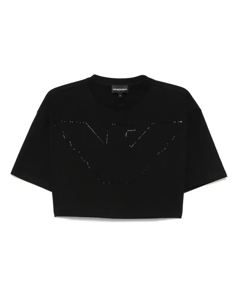 Emporio Armani T-Shirt mit Logo-Verzierung - Schwarz Schwarz