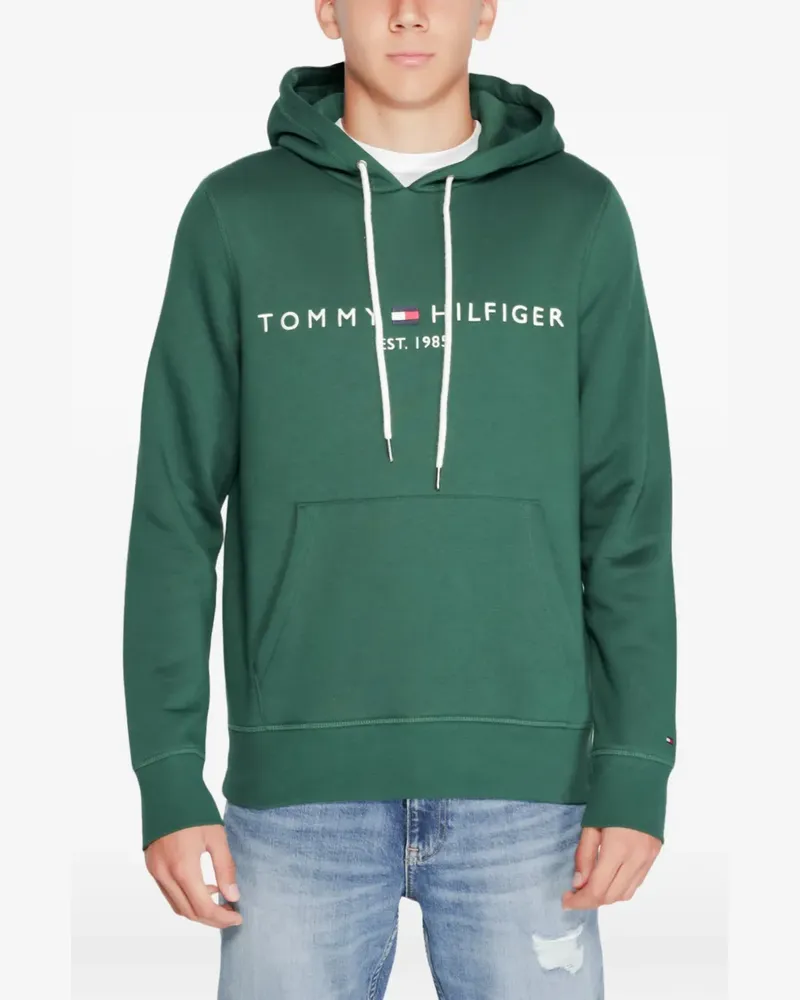 Tommy Hilfiger logo-print drawstring hoodie - Grün Grün