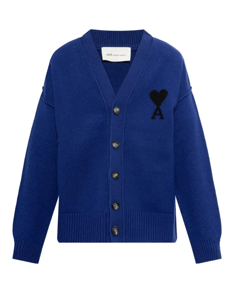 AMI Paris Cardigan mit Ami de Coeur - Blau Blau