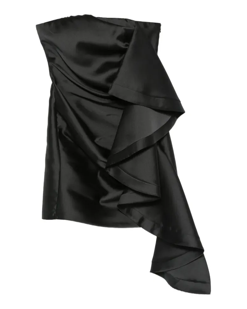 Simona Corsellini Trägerloses Minikleid mit Rüschen - Schwarz Schwarz