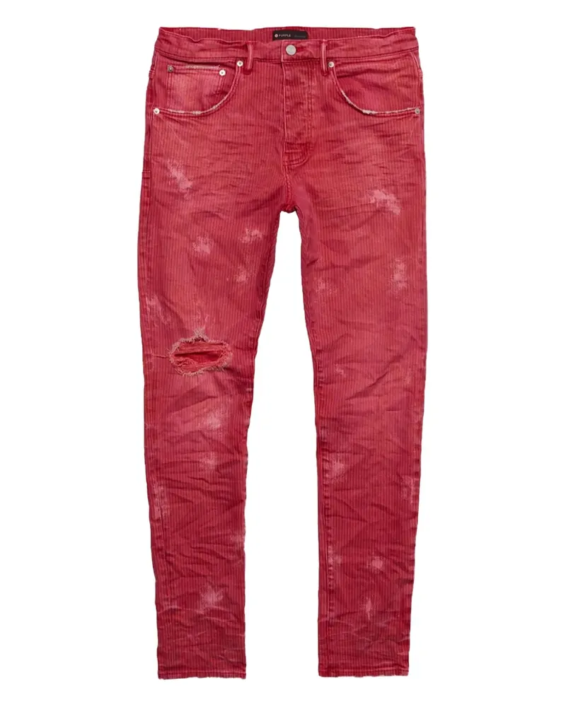 PURPLE BRAND Gestreifte Hickory Jeans - Rot Rot