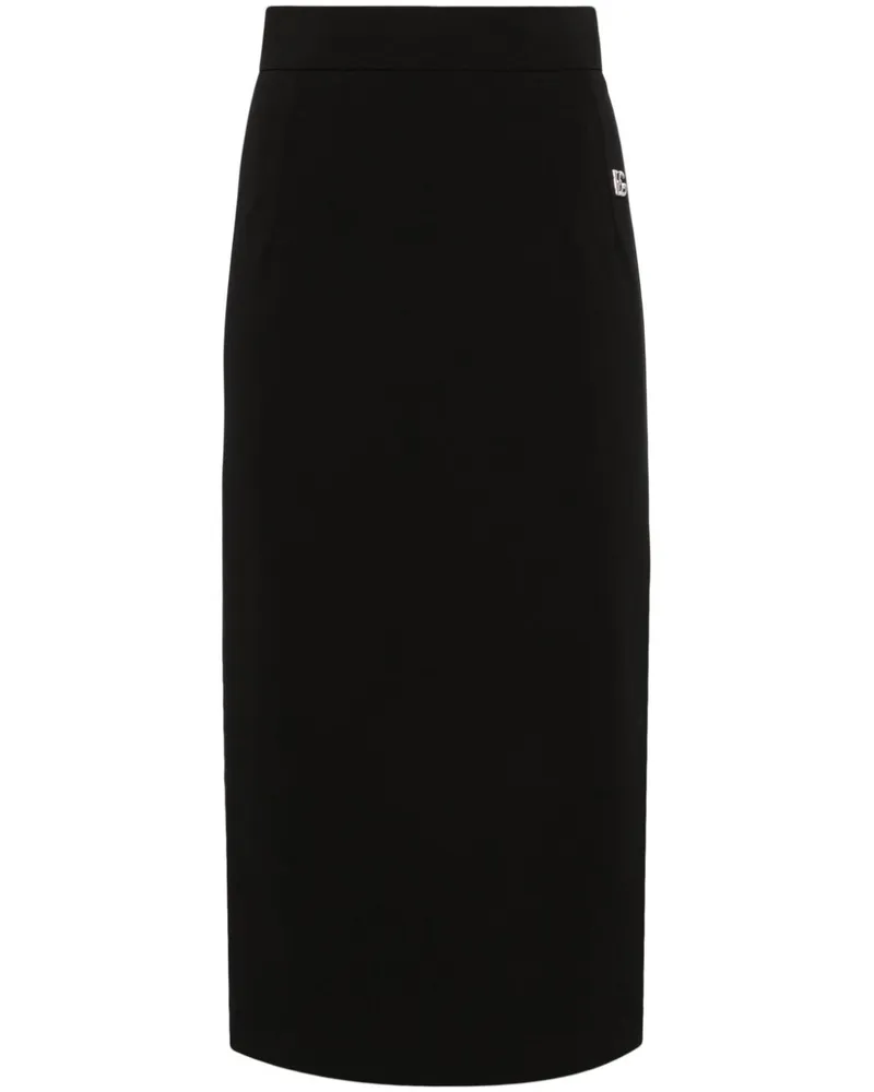 Dolce & Gabbana Midirock mit Logo-Schild - Schwarz Schwarz
