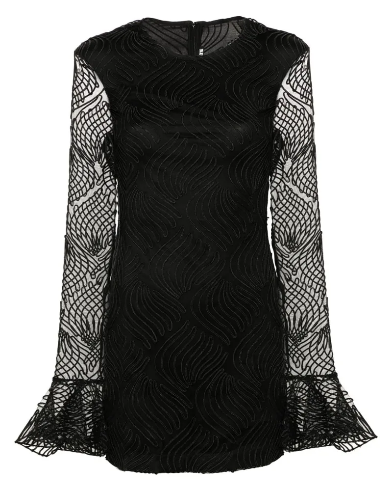 ROTATE Birger Christensen Minikleid in Glanzoptik - Schwarz Schwarz