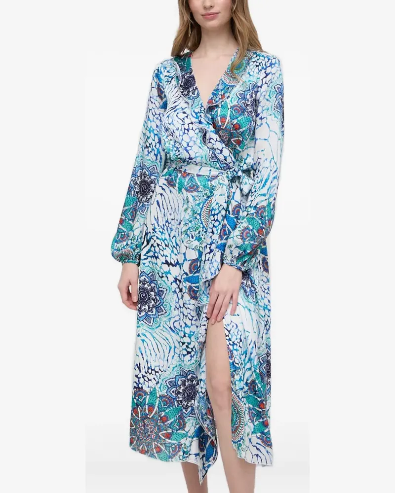 Guess long-sleeve printed midi dress - Weiß Weiß