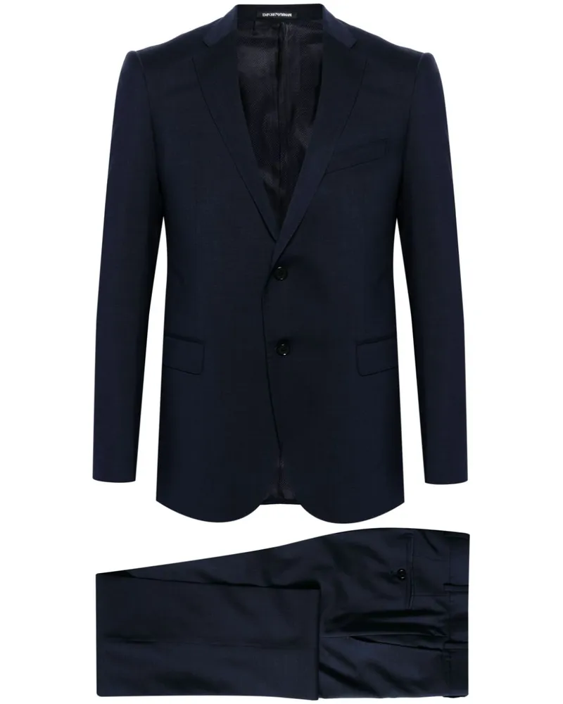 Emporio Armani Einreihiger Anzug aus Schurwolle Blau