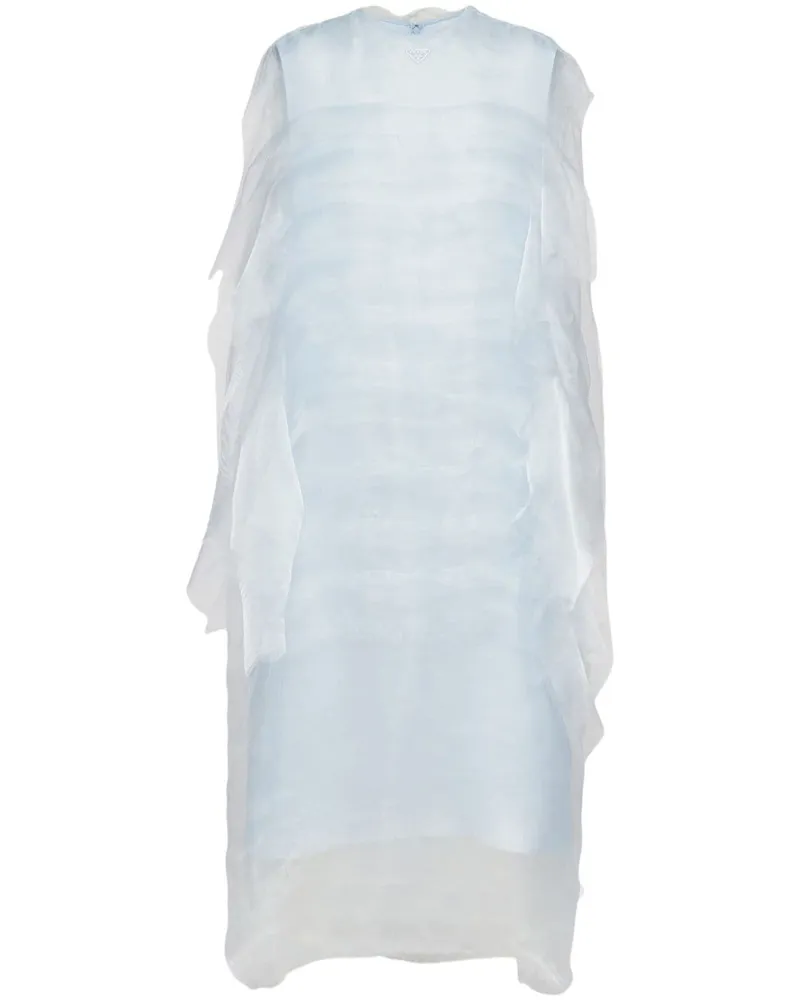 Prada Technical Voile Midikleid - Blau Blau