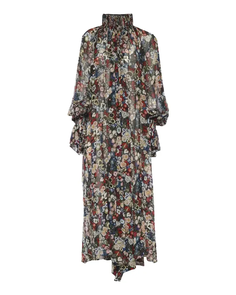 KHAITE Edgar Maxikleid mit Blumenprint - Schwarz Schwarz