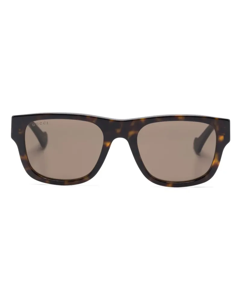 Gucci Eckige Sonnenbrille in Schildpattoptik - Braun Braun