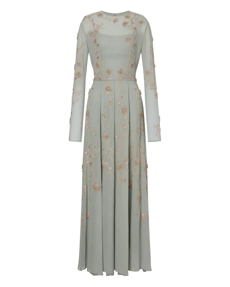 Alberta Ferretti Kleid mit Blumenstickerei - Grau Grau