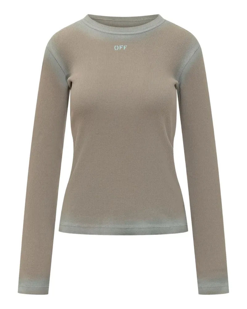 OFF-WHITE ribbed long-sleeved top - Nude Nude