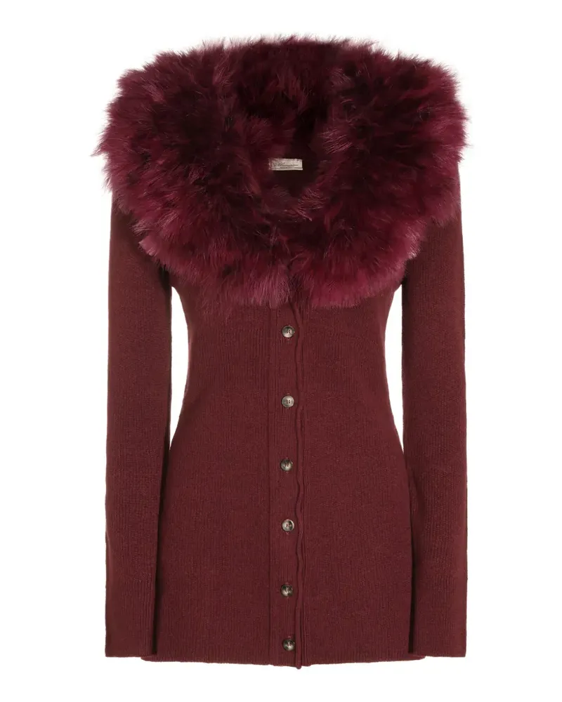 Blumarine faux-fur trim cardigan - Rot Rot