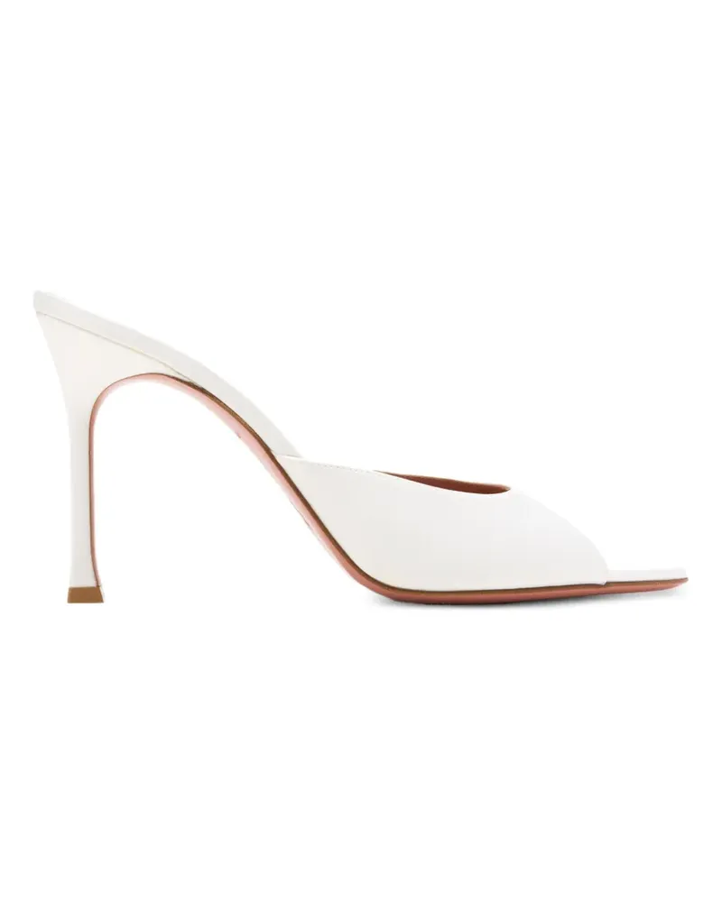 Amina Muaddi Alexa satin heeled mules - Weiß Weiß