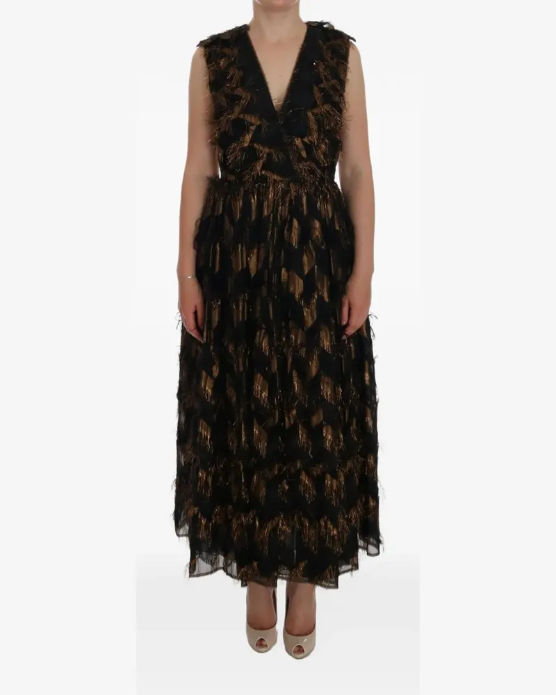 Dolce & Gabbana embroidered fringe-trimmed dress - Schwarz Schwarz