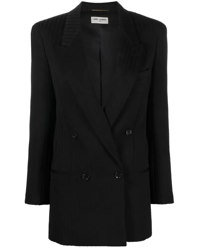 Saint Laurent Doppelreihiger Blazer mit Streifen - Schwarz Schwarz