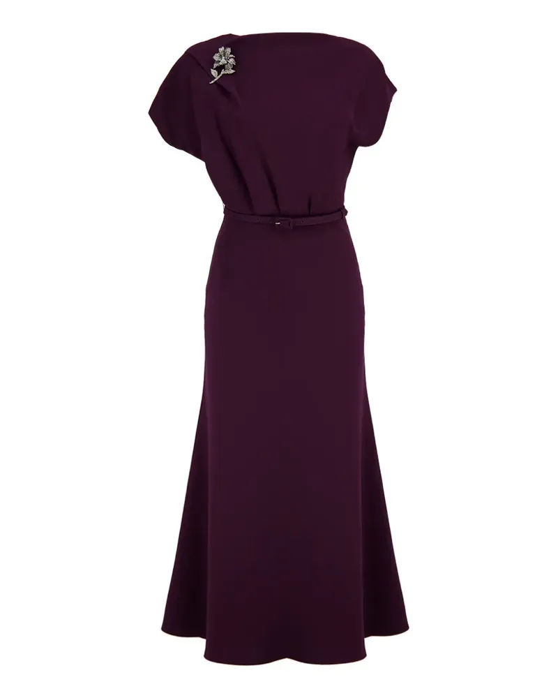 Roland Mouret flower-brooch midi dress - Violett Violett