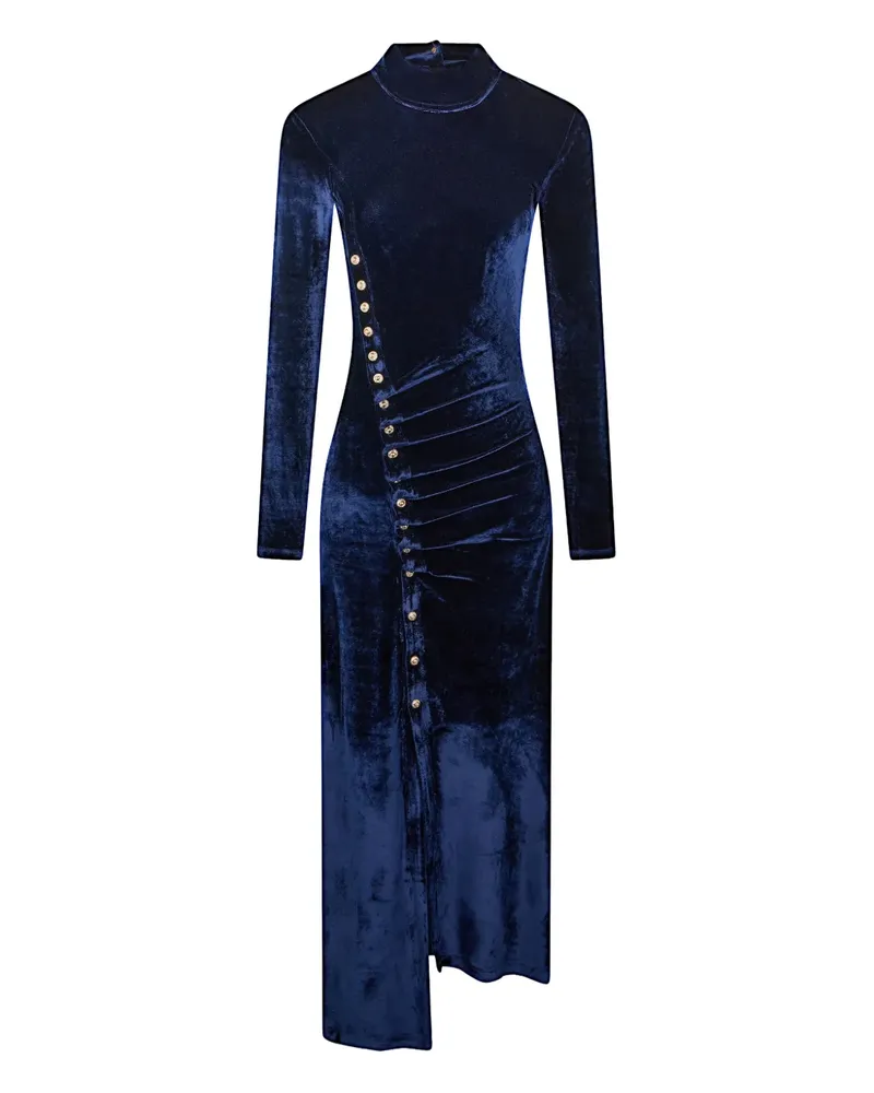 Paco Rabanne Kleid aus Samt mit Knopfdetail - Blau Blau