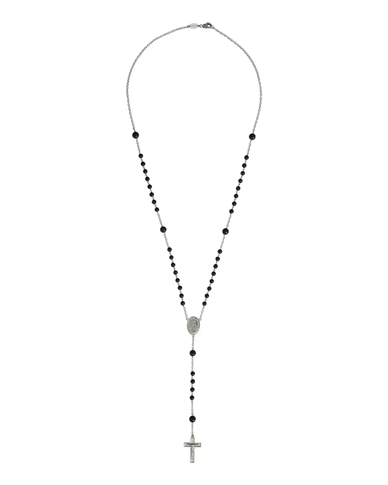 Dolce & Gabbana 18kt Sicily Rosary Weißgoldhalskette mit Jade - Silber Silber