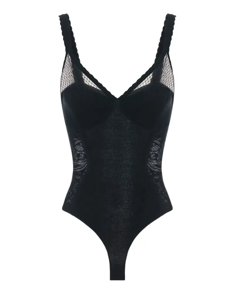 Elisabetta Franchi bodysuit in knit and lace fabric - Schwarz Schwarz