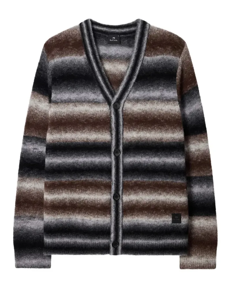 Paul Smith Gestreifter Cardigan mit V-Ausschnitt - Schwarz Schwarz