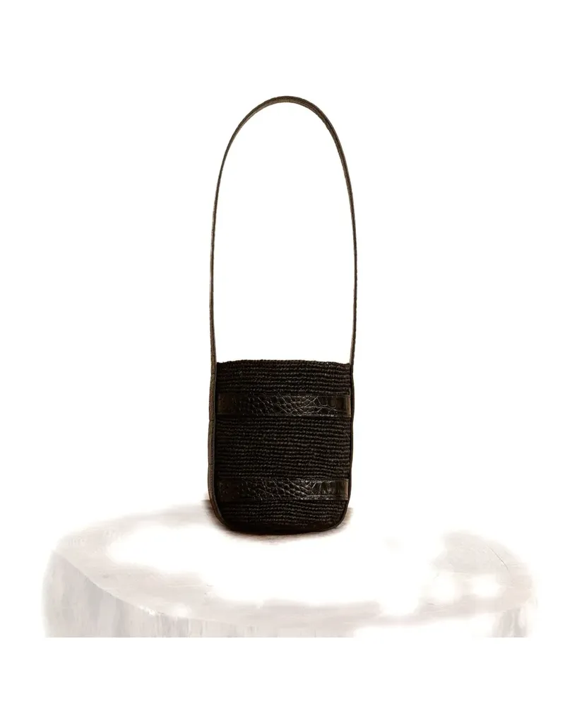 Manebí x Alex Rivière Studio raffia leather shoulder bag - Schwarz Schwarz