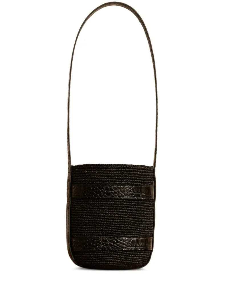 Manebí x Alex Rivière Studio raffia leather shoulder bag - Schwarz Schwarz