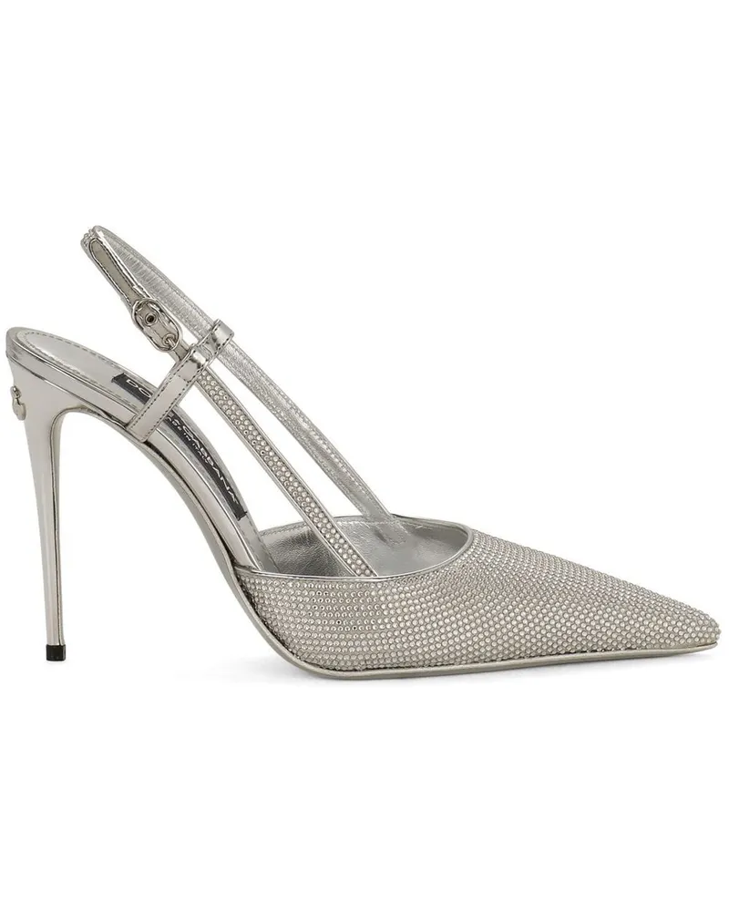 Dolce & Gabbana KIM DOLCE&GABBANA Slingback-Pumps aus Satin - Silber Silber