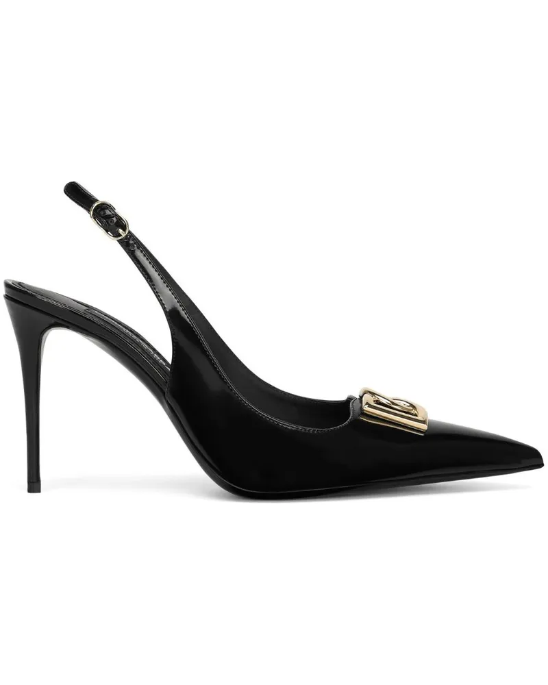 Dolce & Gabbana Slingback-Pumps mit Logo-Schild - Schwarz Schwarz