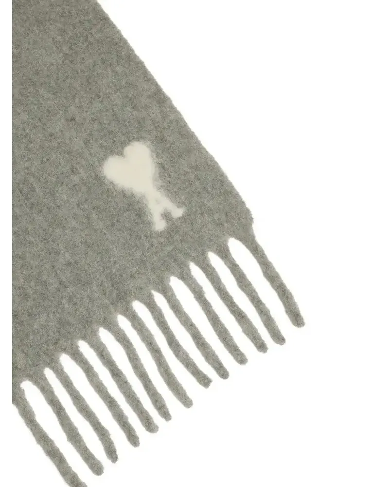 AMI Paris Ami de Coeur Schal mit Fransen - Grau Grau