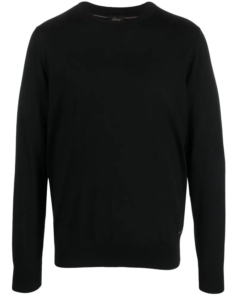 Brioni Fein gestrickter Pullover - Schwarz Schwarz
