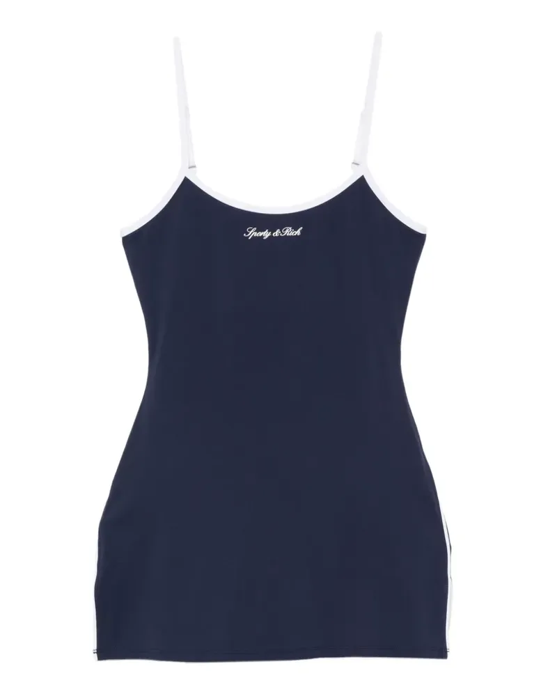 SPORTY & RICH Besticktes Maxikleid mit Kontrastdetails - Blau Blau
