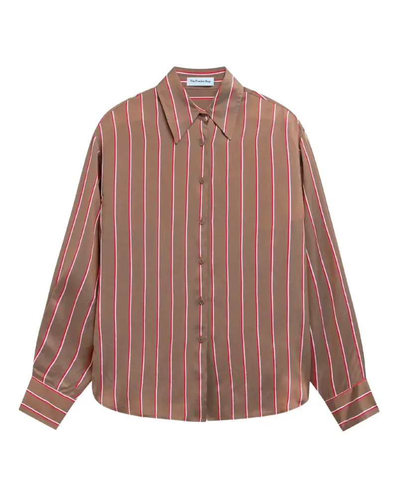 FRANKIE Shop Gestreiftes Hemd - Braun Braun