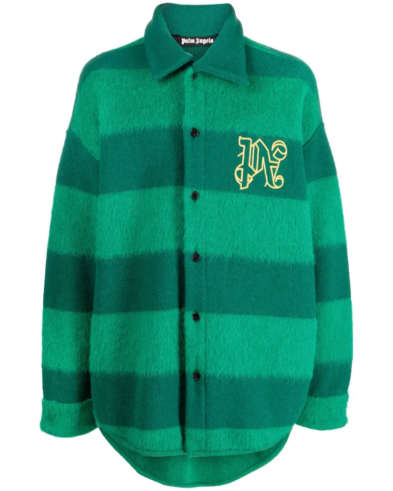 Palm Angels Hemdjacke mit Logo-Stickerei - Grün Grün