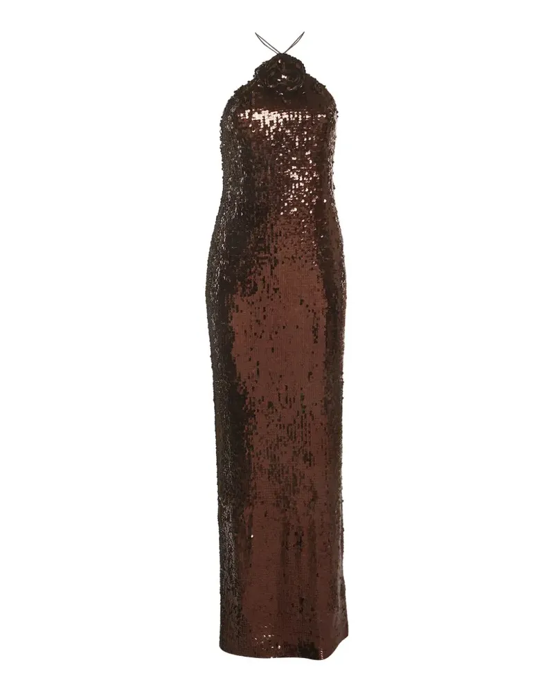 Magda Butrym sequin-embellished halter-neck maxi dress - Braun Braun