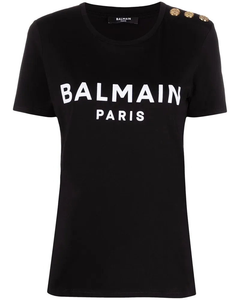 Balmain T-Shirt mit Logo-Print - Schwarz Schwarz