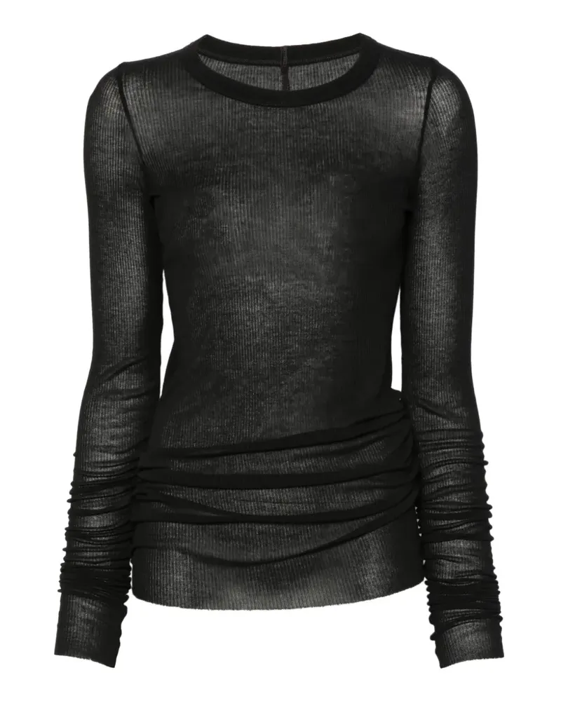 Rick Owens Langarmshirt aus geripptem Strick - Schwarz Schwarz