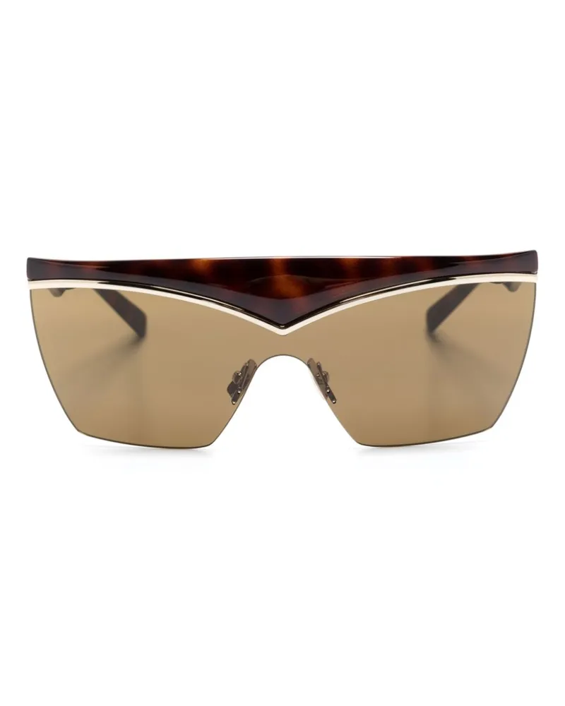 Saint Laurent Shield-Sonnenbrille in Schildpattoptik - Braun Braun