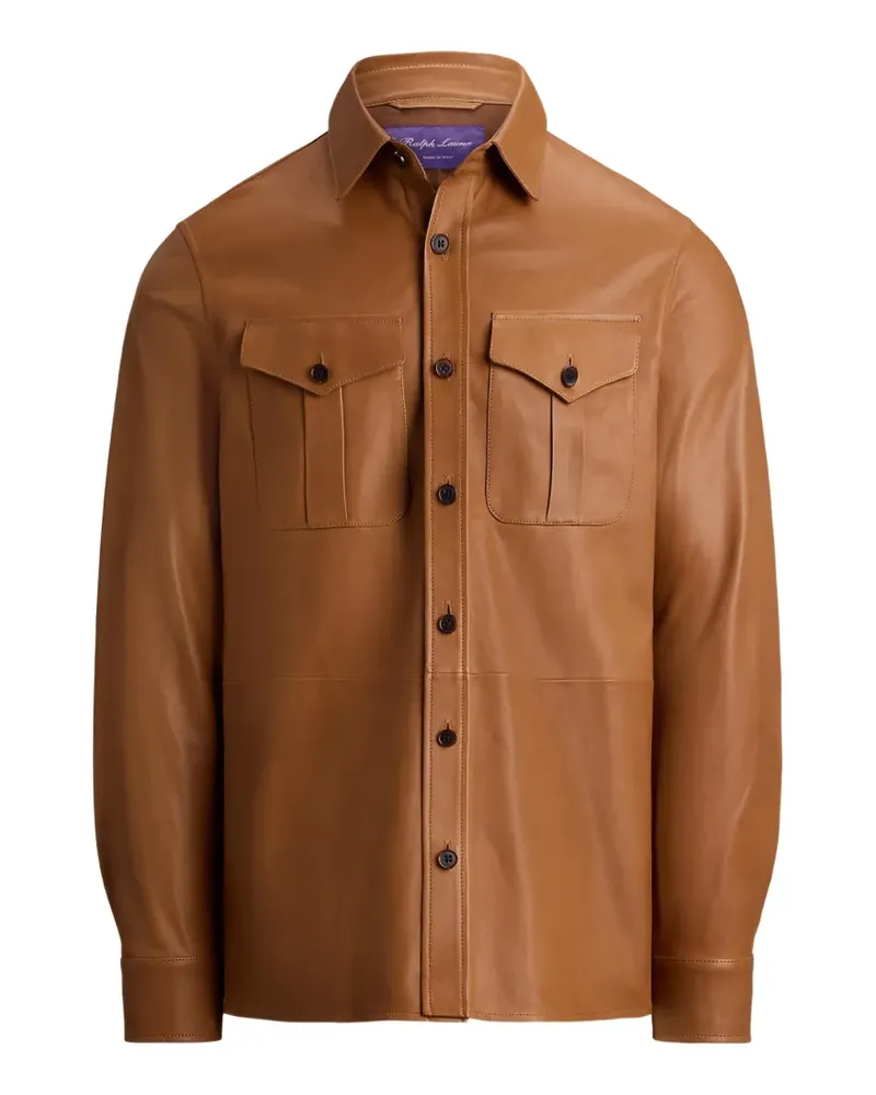 Ralph Lauren Lederjacke mit Knopfverschluss - Braun Braun