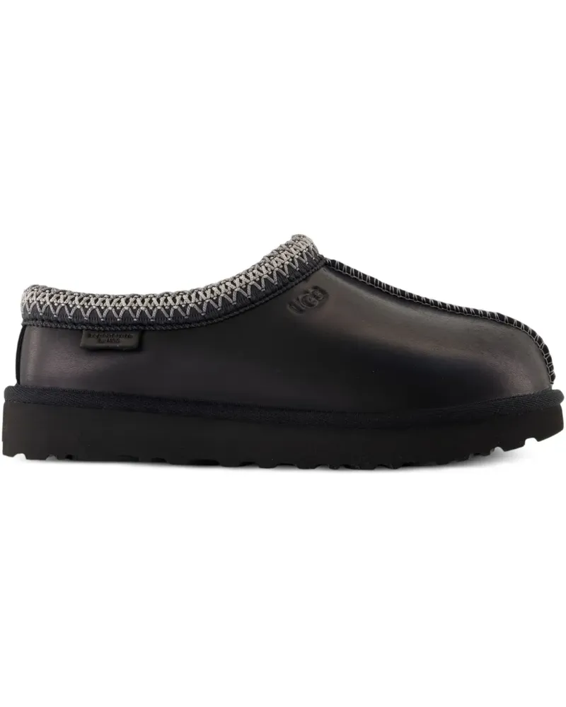 UGG Tasman Mules mit Lederstickerei - Schwarz Schwarz